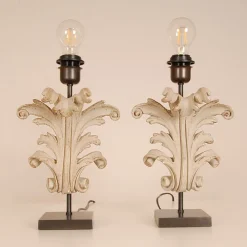 Best Pamono Vintage French Country Acanthus Leaf Table Lamps in Carved Wood, 1990s, Set of 2