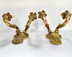 Best Pamono Vintage French Double Arm Bronze Wall Lights, 1960s, Set of 2