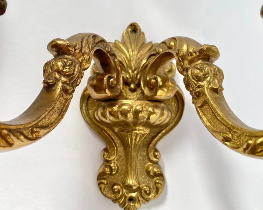 Best Pamono Vintage French Double Arm Bronze Wall Lights, 1960s, Set of 2