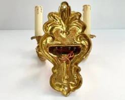 Best Pamono Vintage French Double Arm Bronze Wall Lights, 1960s, Set of 2