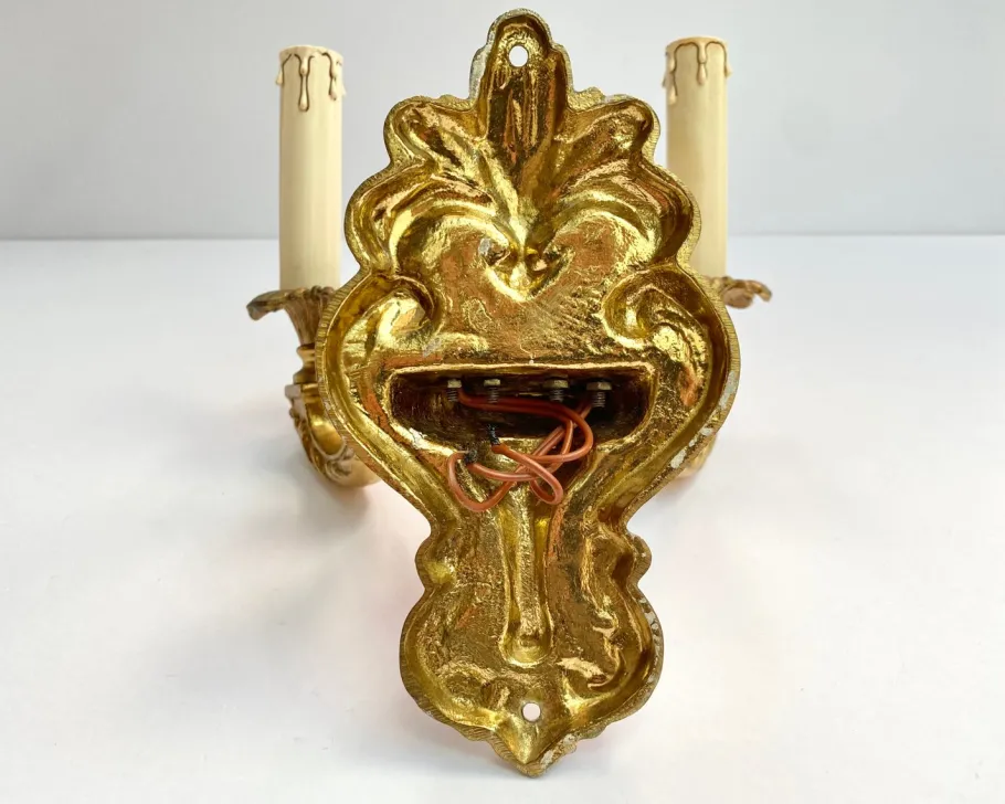 Best Pamono Vintage French Double Arm Bronze Wall Lights, 1960s, Set of 2