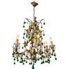 Discount Pamono Vintage French Emerald Green and Gold Six-Arm Chandelier, 1920