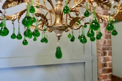 Discount Pamono Vintage French Emerald Green and Gold Six-Arm Chandelier, 1920