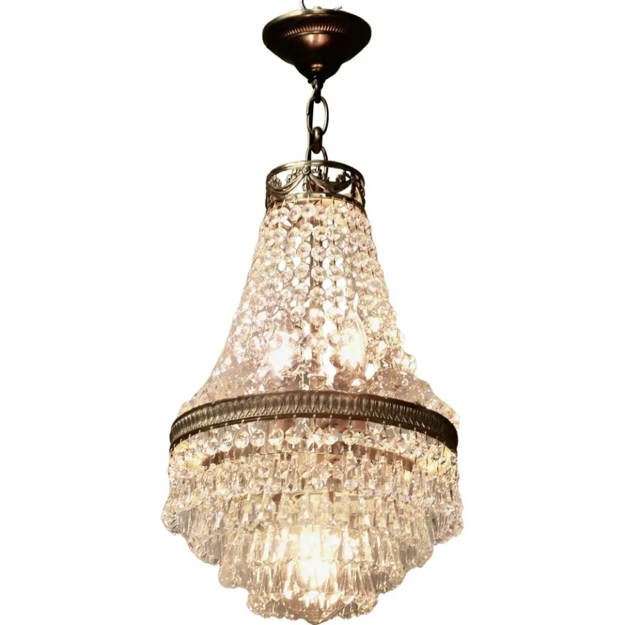 Discount Pamono Vintage French Empire Style Tent and Waterfall Chandelier, 1920