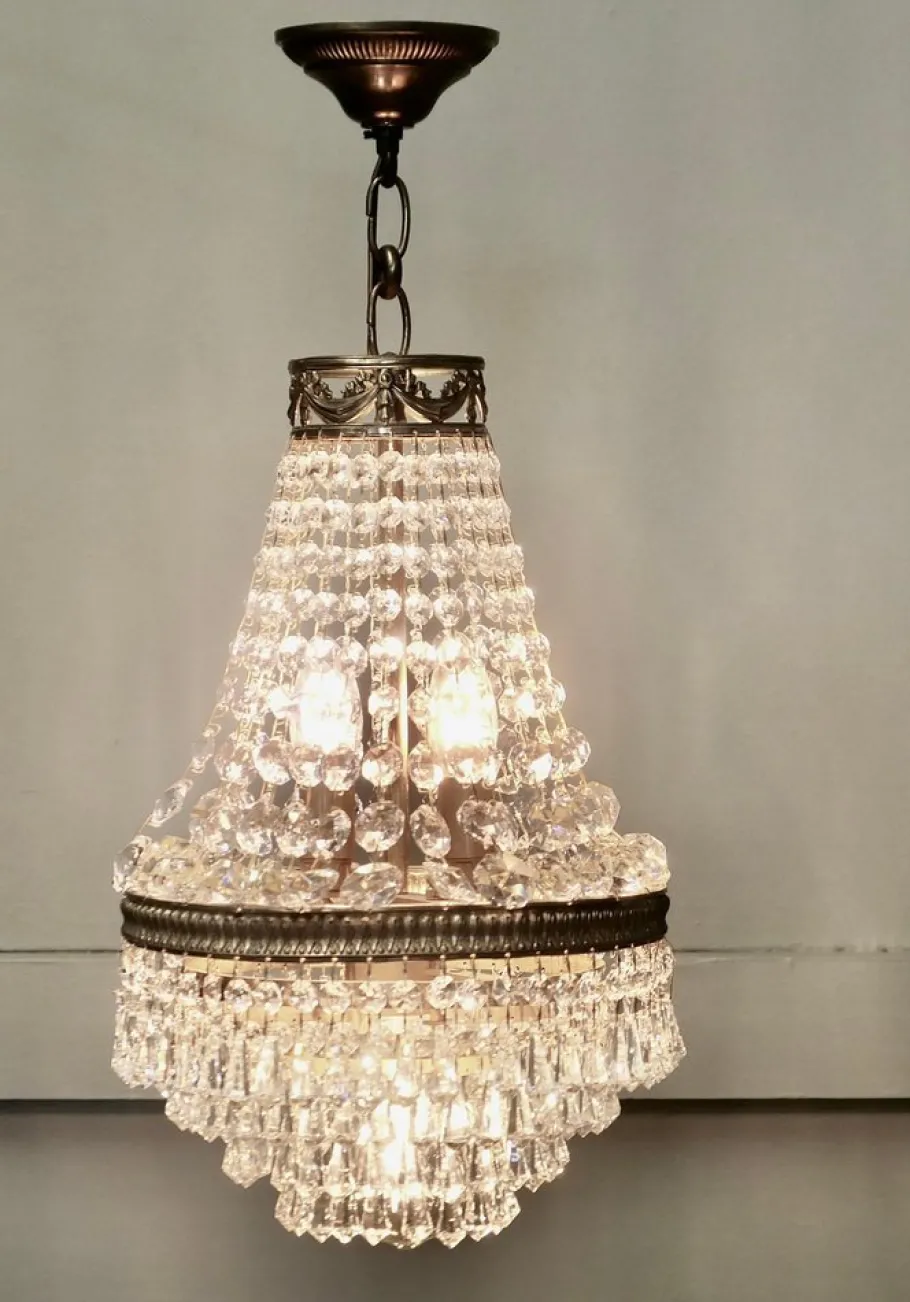 Discount Pamono Vintage French Empire Style Tent and Waterfall Chandelier, 1920