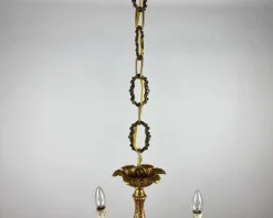 New Pamono Vintage French Gilt Brass 6-Arm Chandelier, 1960s