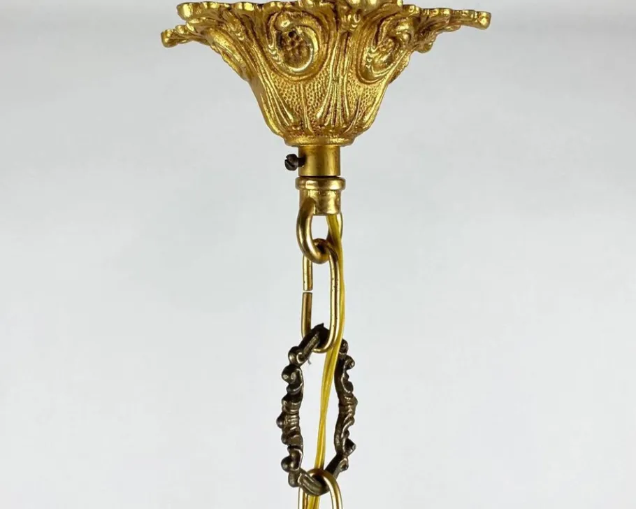 New Pamono Vintage French Gilt Brass 6-Arm Chandelier, 1960s