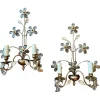 Best Pamono Vintage French Gilt Metal and Cut Glass Wall Lights, 1930, Set of 2