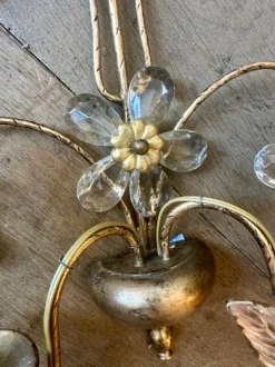 Best Pamono Vintage French Gilt Metal and Cut Glass Wall Lights, 1930, Set of 2