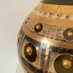 Pamono Vintage French Gold and Brown Ceramic Table Lamp by Georges Pelletier, 1970