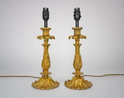 Discount Pamono Vintage French Gold Rococo Style Candlestick Table Lamps, 1960s, Set of 2