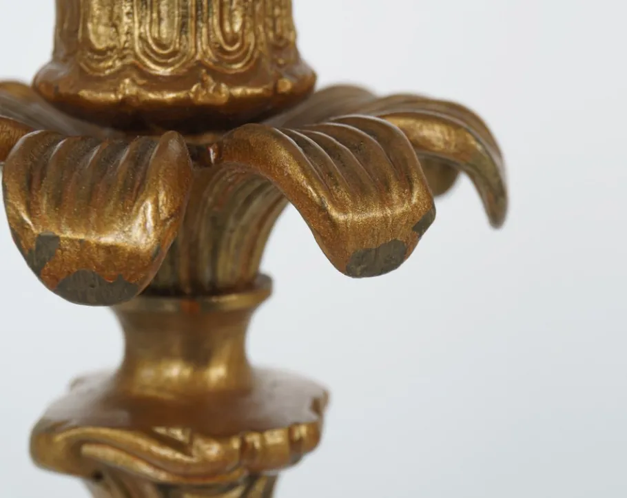 Discount Pamono Vintage French Gold Rococo Style Candlestick Table Lamps, 1960s, Set of 2