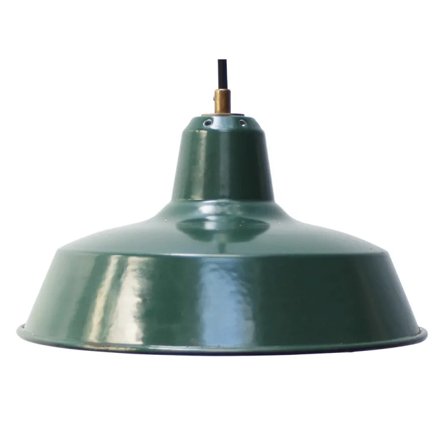 Clearance Pamono Vintage French Industrial Petrol Green Enamel Factory Pendant from Sammode