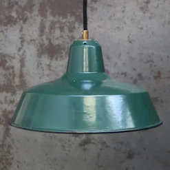 Clearance Pamono Vintage French Industrial Petrol Green Enamel Factory Pendant from Sammode