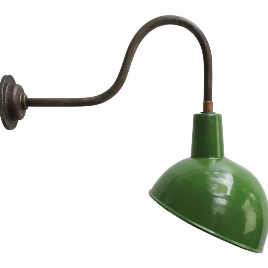 Clearance Pamono Vintage French Industrial Green Enamel Wall Light