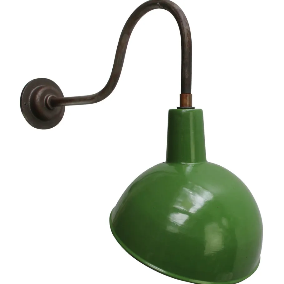 Clearance Pamono Vintage French Industrial Green Enamel Wall Light