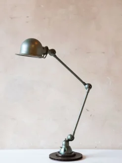 New Pamono Vintage French Industrial Jielde Table Lamp in Green Patina from Jieldé, 1950s
