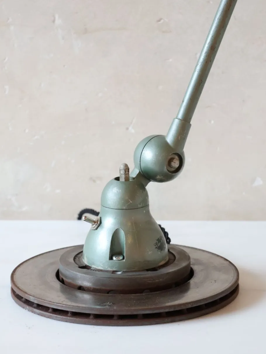 New Pamono Vintage French Industrial Jielde Table Lamp in Green Patina from Jieldé, 1950s