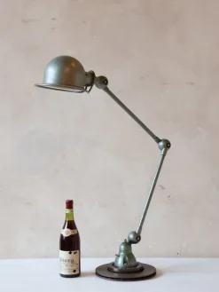 New Pamono Vintage French Industrial Jielde Table Lamp in Green Patina from Jieldé, 1950s