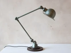 New Pamono Vintage French Industrial Jielde Table Lamp in Green Patina from Jieldé, 1950s