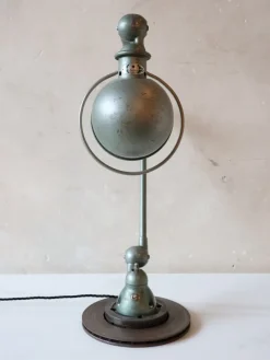New Pamono Vintage French Industrial Jielde Table Lamp in Green Patina from Jieldé, 1950s