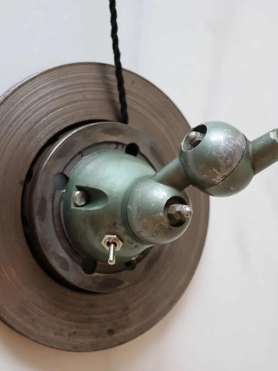 New Pamono Vintage French Industrial Jielde Table Lamp in Green Patina from Jieldé, 1950s