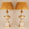 Clearance Pamono Vintage French Table Lamps in White and Gold Ceramic, 1970s, Set of 2