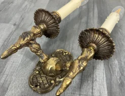 Sale Pamono Vintage French Wall Lamps in Brass, Set of 2