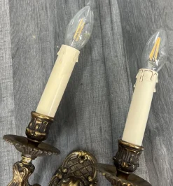 Sale Pamono Vintage French Wall Lamps in Brass, Set of 2