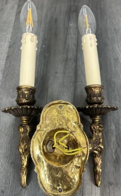 Sale Pamono Vintage French Wall Lamps in Brass, Set of 2