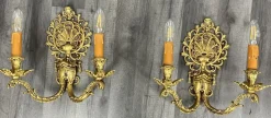 Discount Pamono Vintage French Wall Lamps in Brass, Set of 2