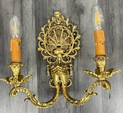 Discount Pamono Vintage French Wall Lamps in Brass, Set of 2