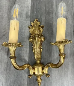 Best Pamono Vintage French Wall Lamps in Brass, Set of 2