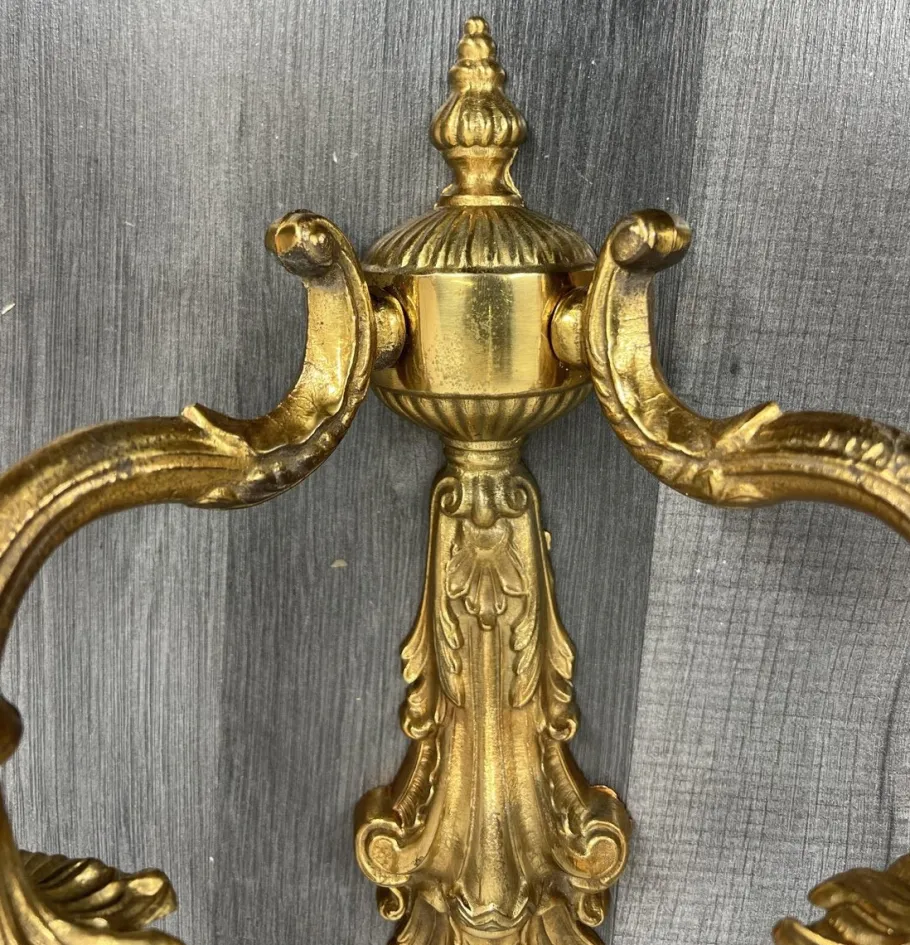 Best Pamono Vintage French Wall Lamps in Brass, Set of 2