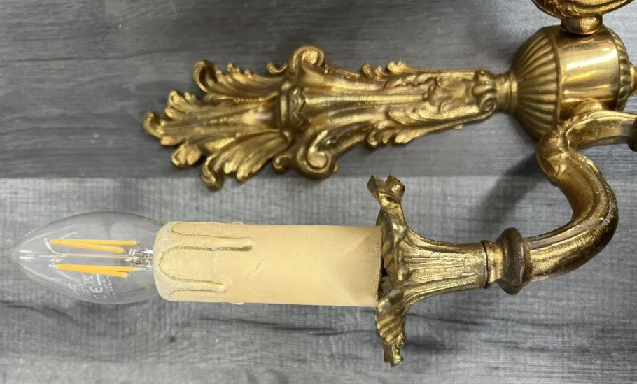 Best Pamono Vintage French Wall Lamps in Brass, Set of 2