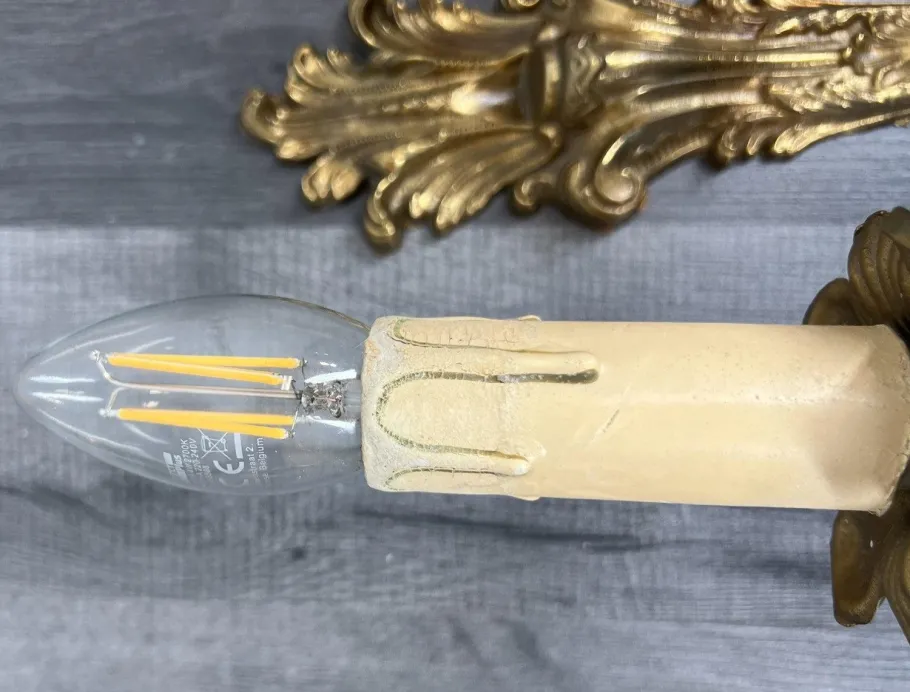 Best Pamono Vintage French Wall Lamps in Brass, Set of 2