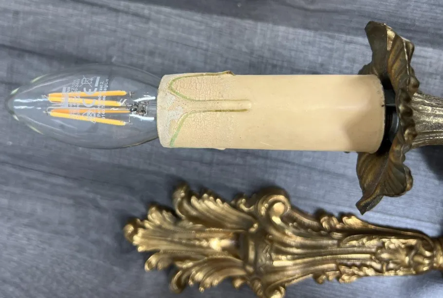 Best Pamono Vintage French Wall Lamps in Brass, Set of 2