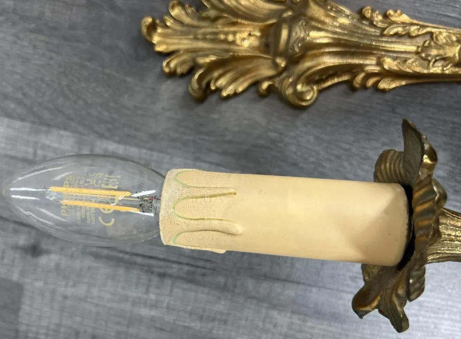 Best Pamono Vintage French Wall Lamps in Brass, Set of 2