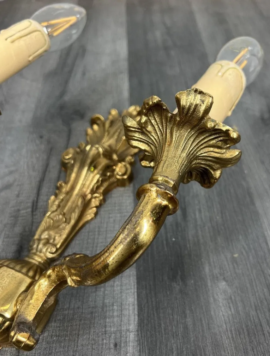 Best Pamono Vintage French Wall Lamps in Brass, Set of 2