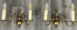 New Pamono Vintage French Wall Lights in Brass, Set of 2