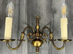 New Pamono Vintage French Wall Lights in Brass, Set of 2