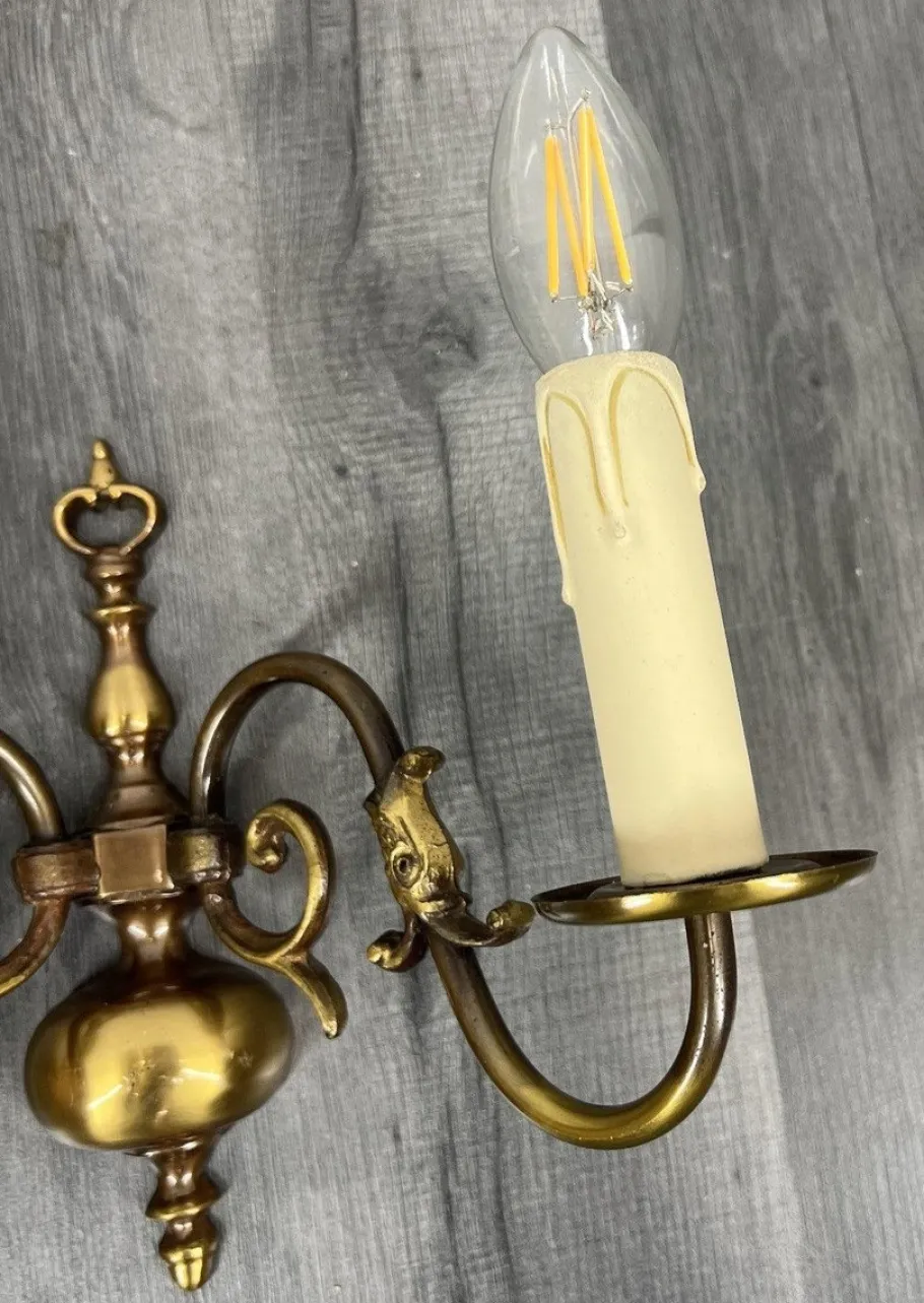 New Pamono Vintage French Wall Lights in Brass, Set of 2