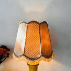 Clearance Pamono Vintage Genuine Alabaster Lamp with Big Lampshade Edges with Fringes