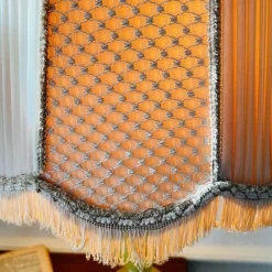 Clearance Pamono Vintage Genuine Alabaster Lamp with Big Lampshade Edges with Fringes