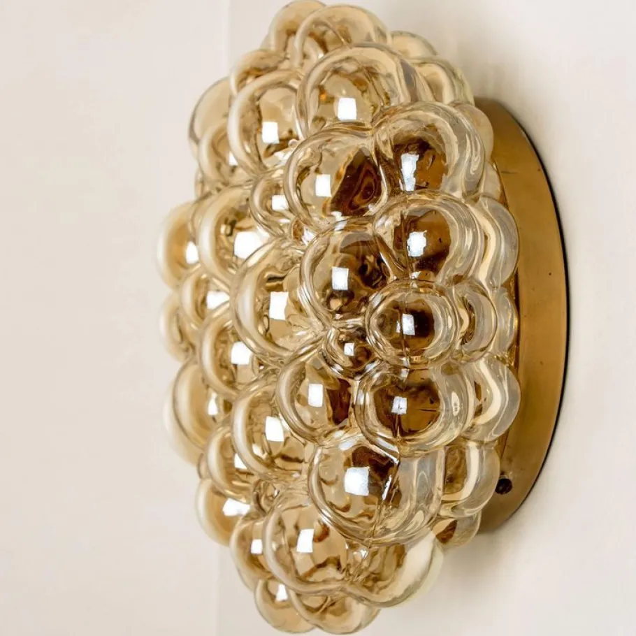 Sale Pamono Vintage German Amber Glass Wall Sconces by Helena Tynell for Limburg, 1960s