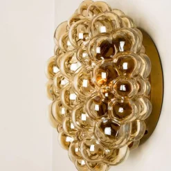 Sale Pamono Vintage German Amber Glass Wall Sconces by Helena Tynell for Limburg, 1960s