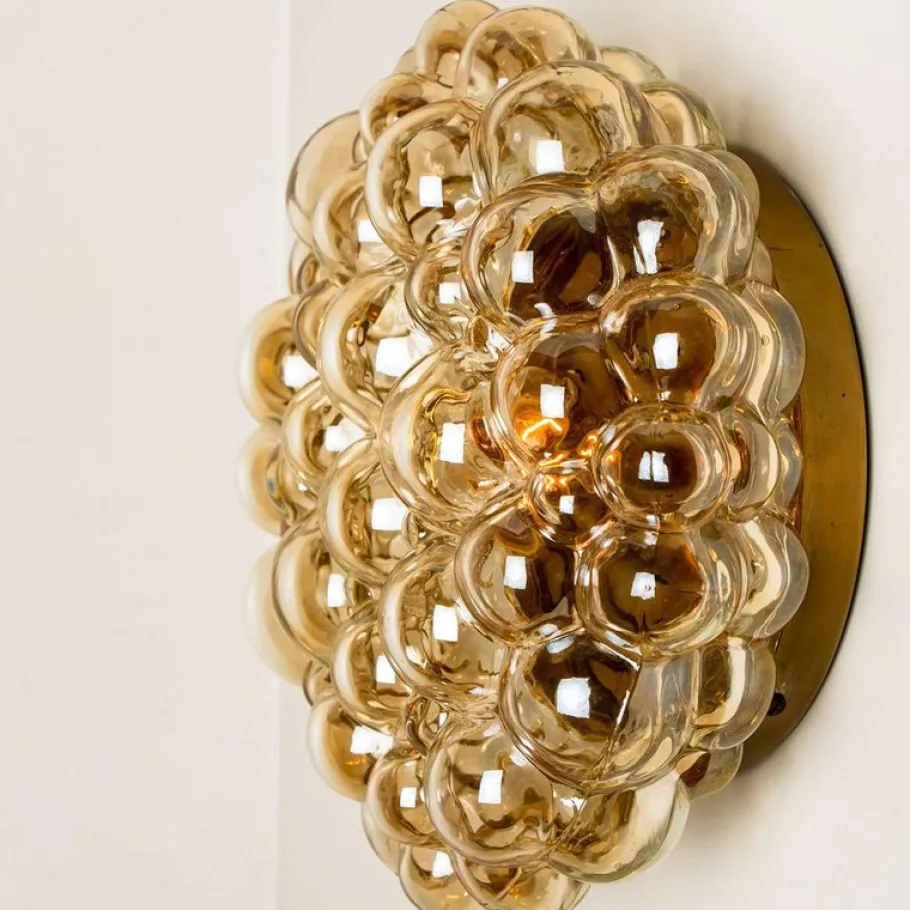 Sale Pamono Vintage German Amber Glass Wall Sconces by Helena Tynell for Limburg, 1960s