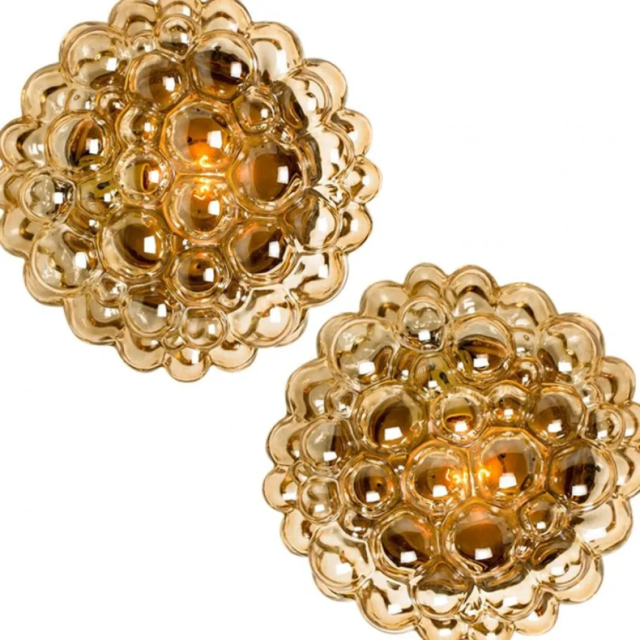 Sale Pamono Vintage German Amber Glass Wall Sconces by Helena Tynell for Limburg, 1960s