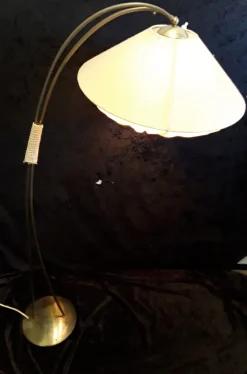 Best Pamono Vintage German Brass Floor Lamp with Linen Shade, 1960s