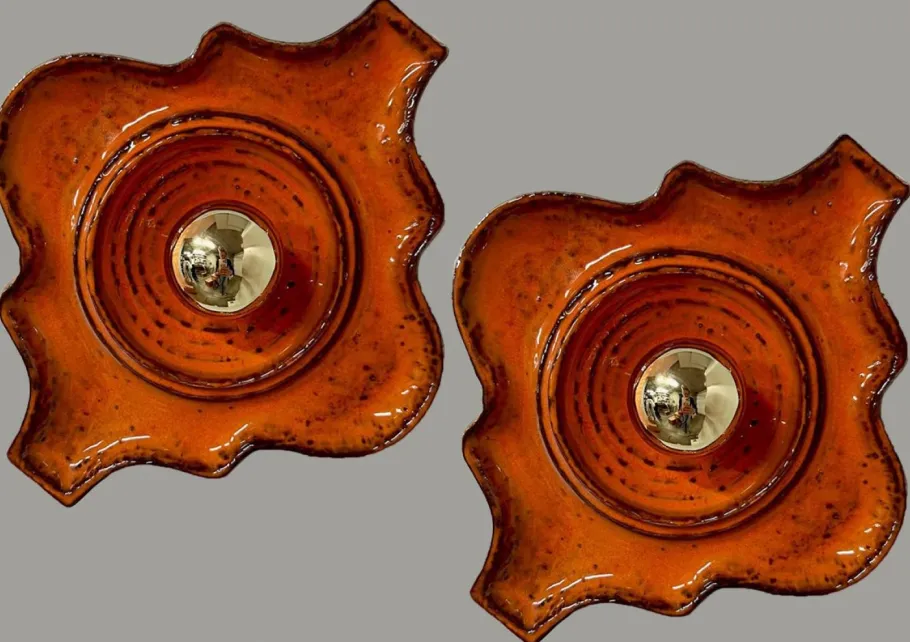 Pamono Vintage German Ceramic Wall Lights, 1960, Set of 2